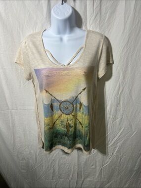 Self Esteem Beige Graphic Dreamcatcher Short Sleeve Tee